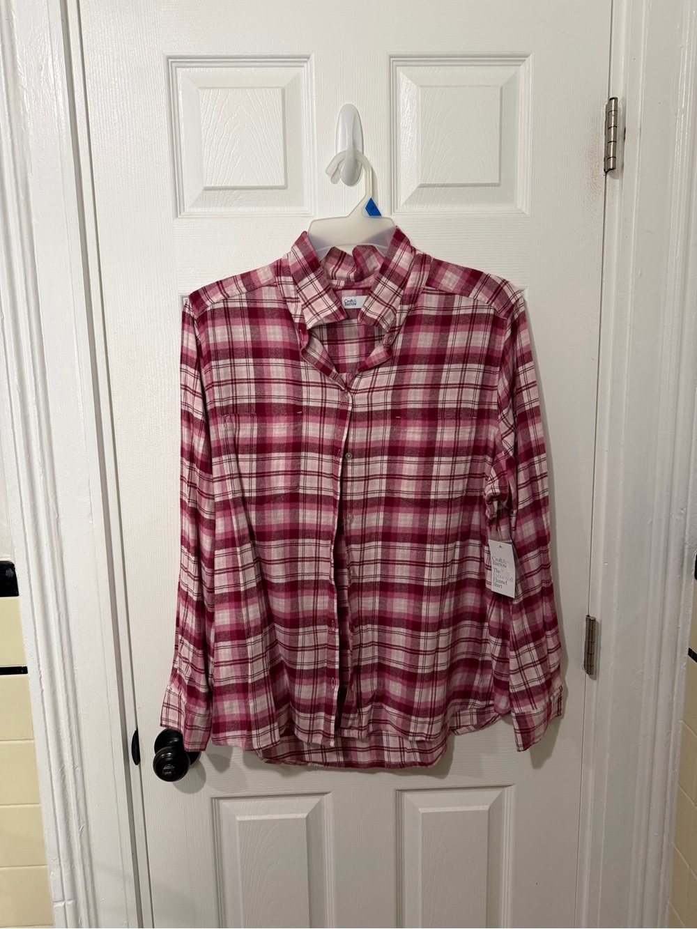 Croft & Barrow Pink and White Plaid Button-Down Shirt